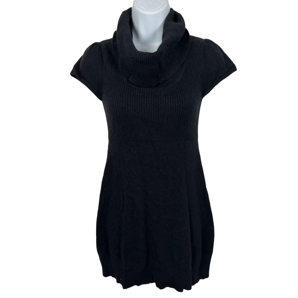 Vintage Y2K Ruby Moon Large Sweater Dress Womens Wool Angora Black Short Sleeve